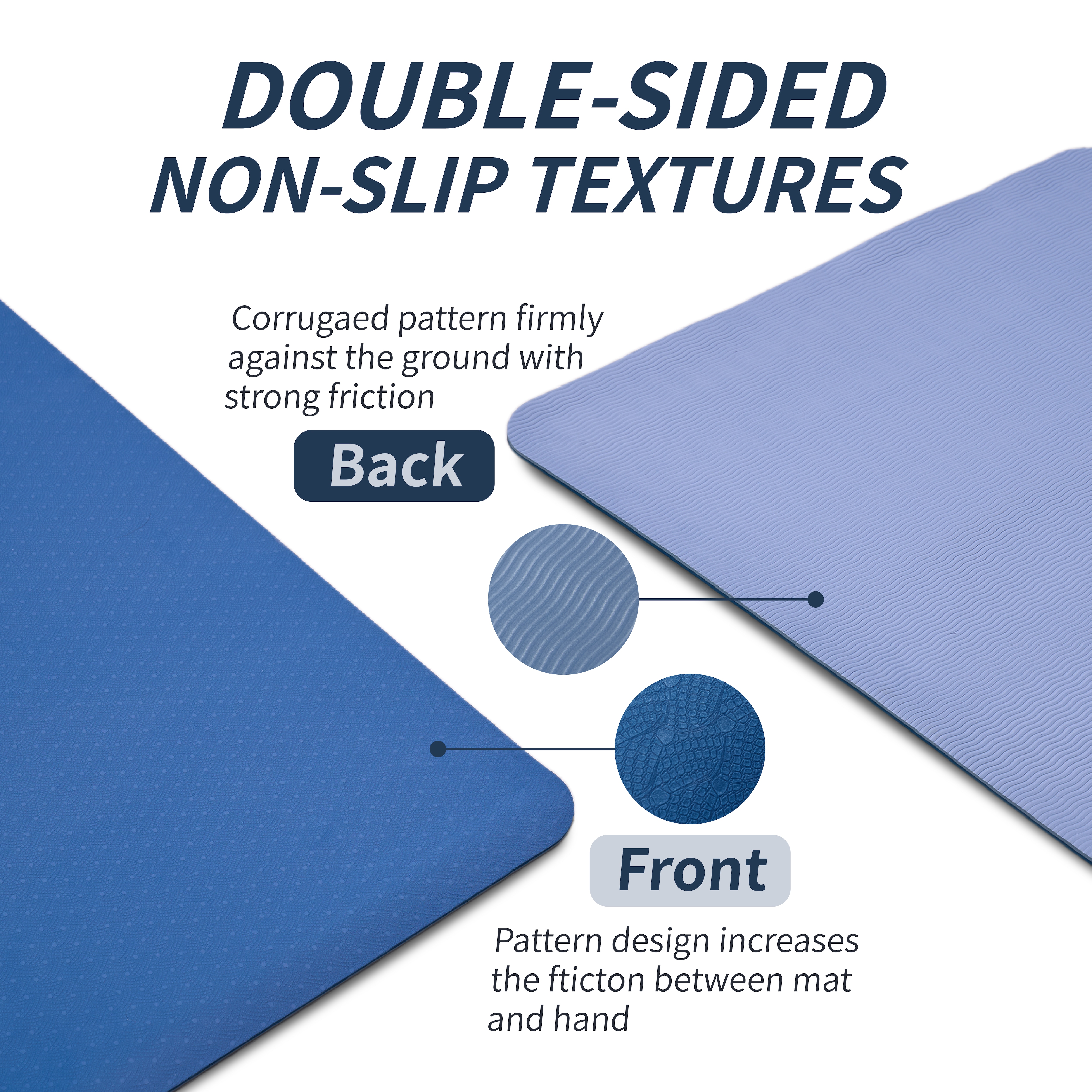 Yoga Mat, Exercise Yoga Mat With Non-Slip Design, Professional TPE Exericise Mat, 72" X 24" Multi-Purpose Workout Mat For Women, Pilates Fitness And Floor Exercises_voghion.com